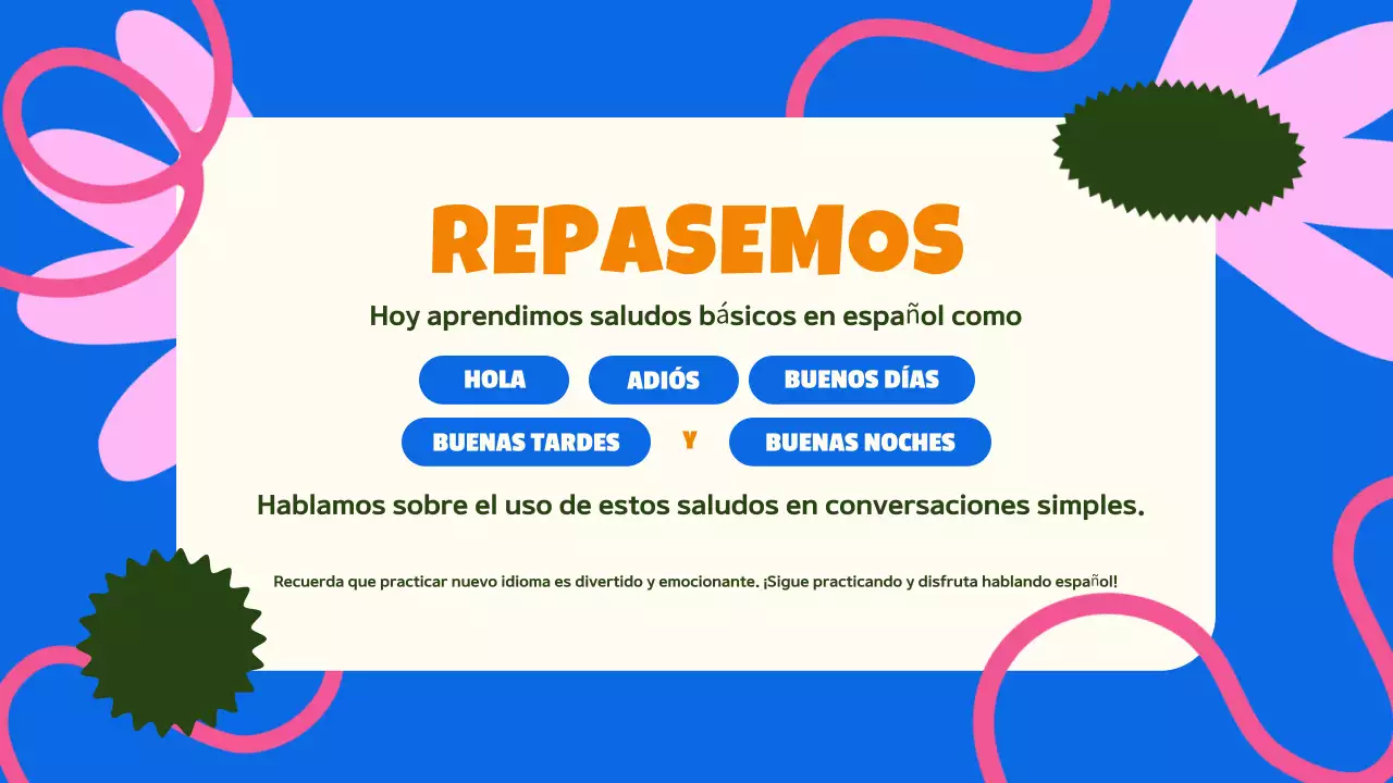 rosa azul colorido guía de clases de idiomas