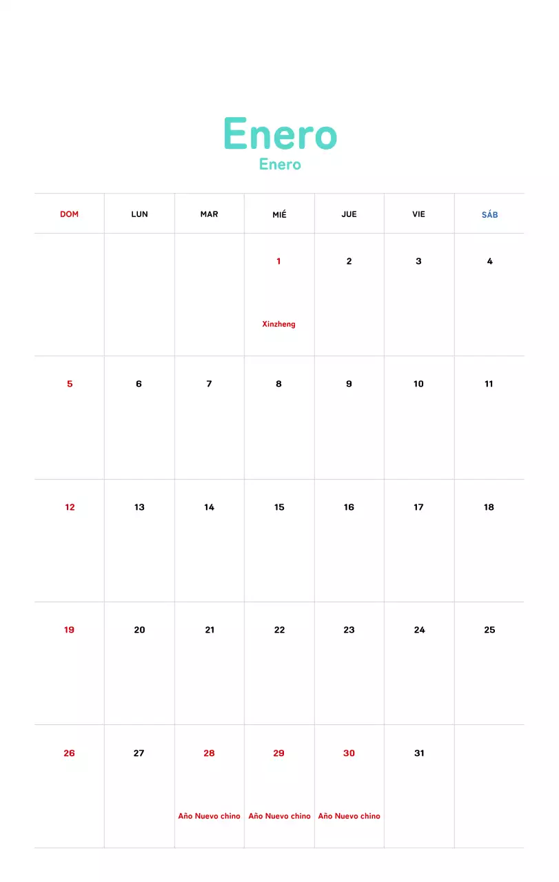 Calendario de Año Nuevo con cálidas ilustraciones