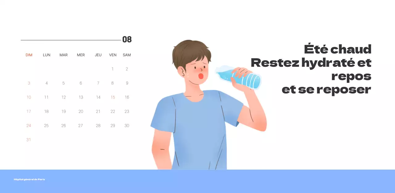 Un hôpital festif avec des illustrations sur le thème de la santé et de la famille et des accents colorés.