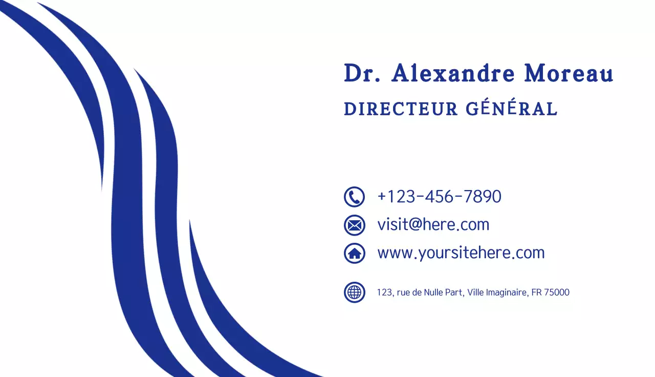 carte de visite professionnelle bleue