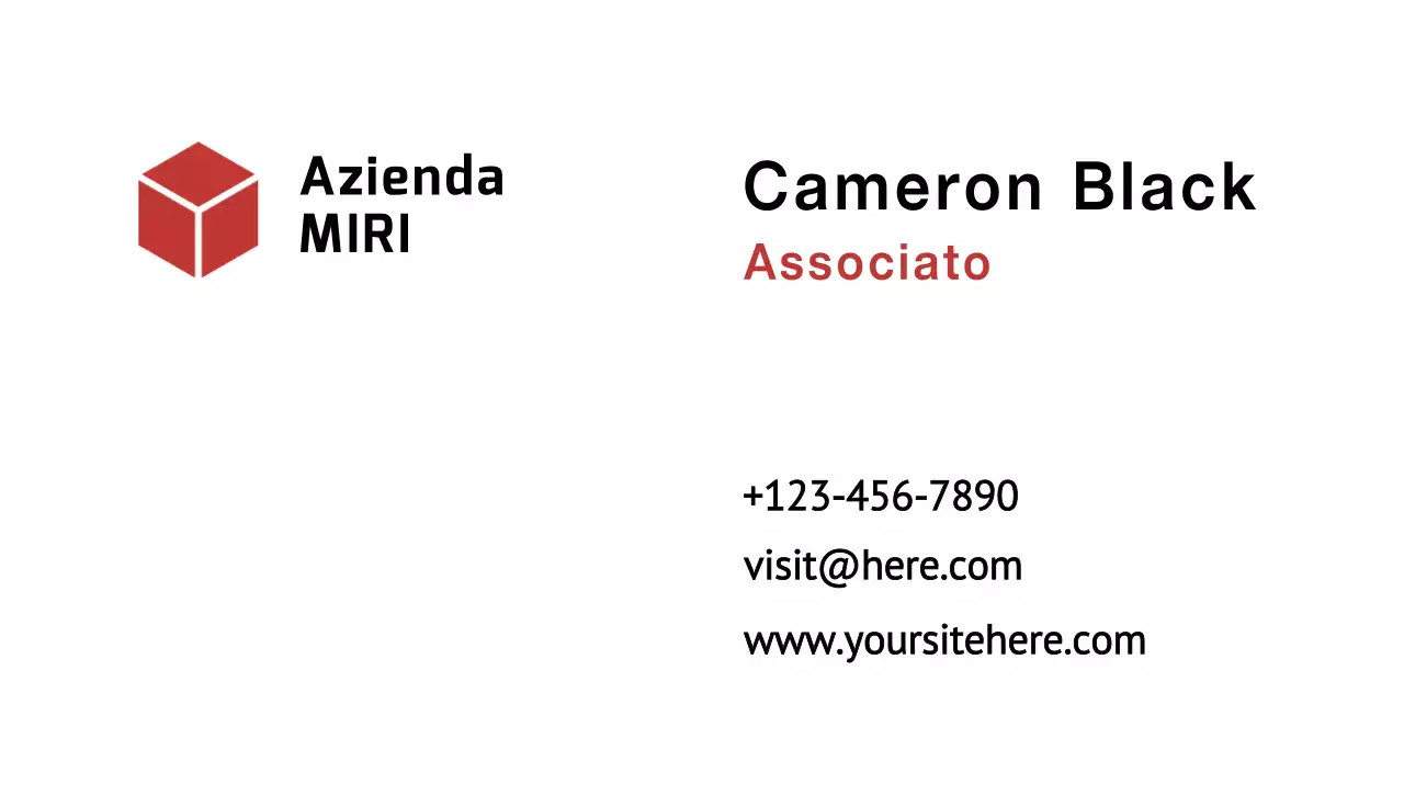 biglietto da visita minimal rosso