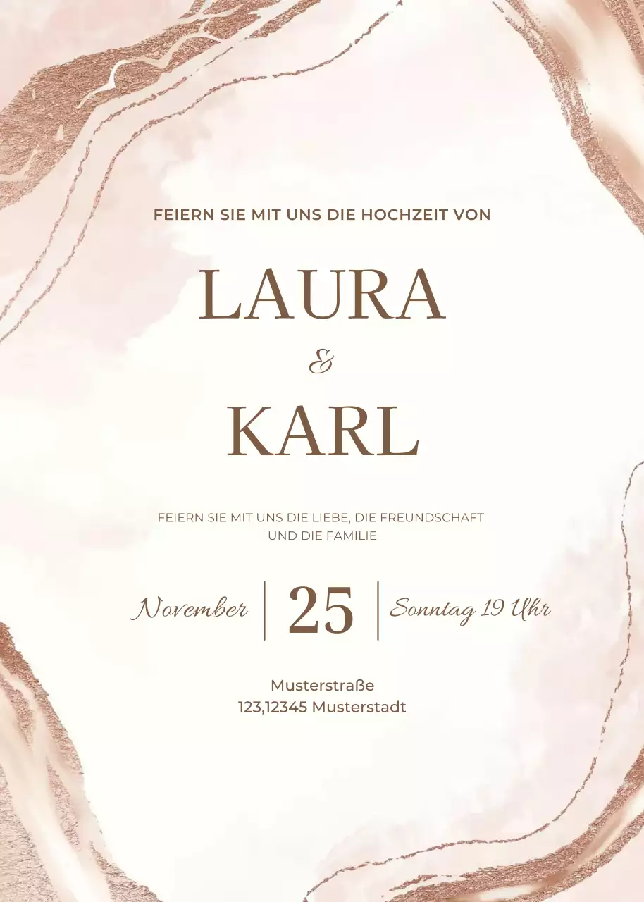 Rote Hochzeitseinladung im Minimalstil