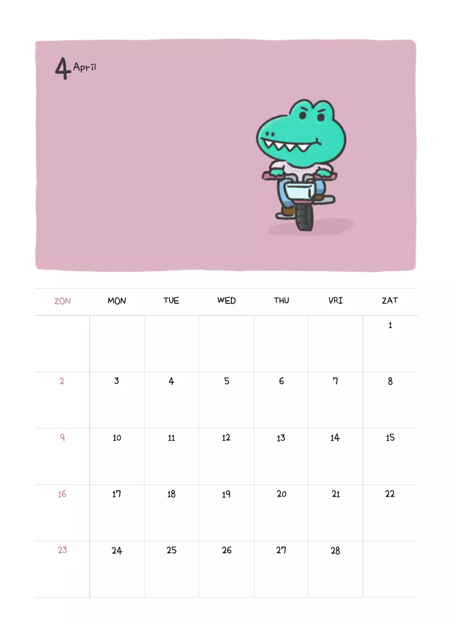 Een kalender met een schattig Ago-illustratieconcept