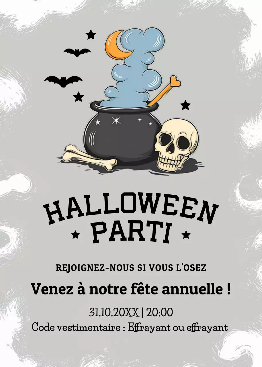 invitation rétro grise pour Halloween