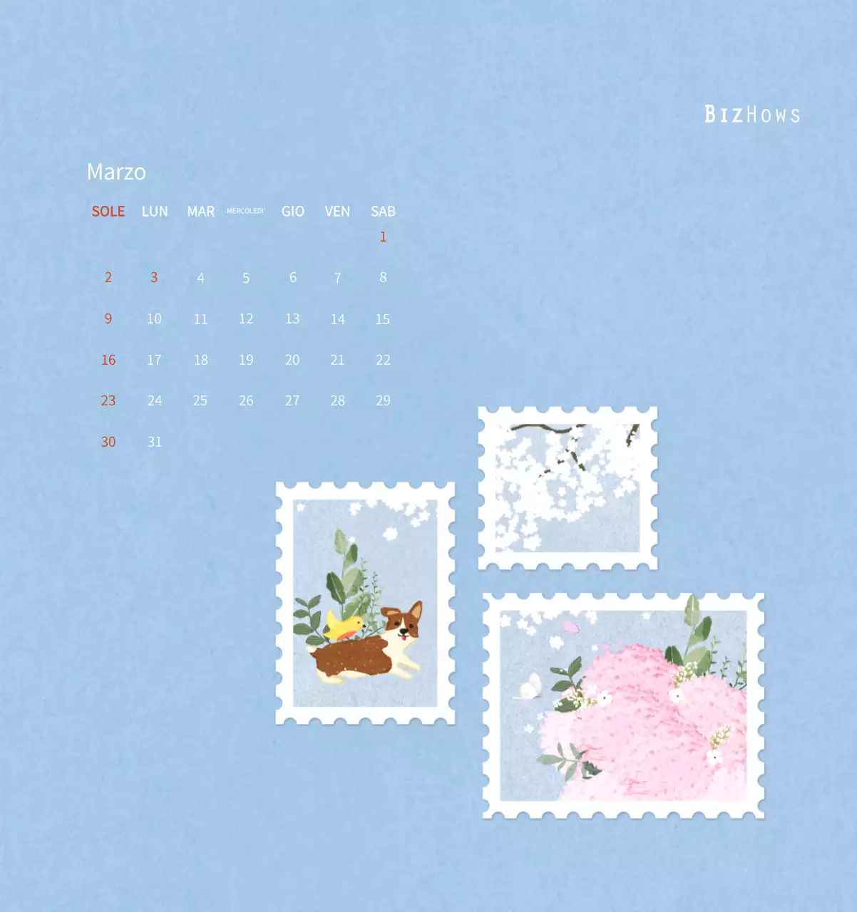 Calendario di Capodanno con una calda illustrazione