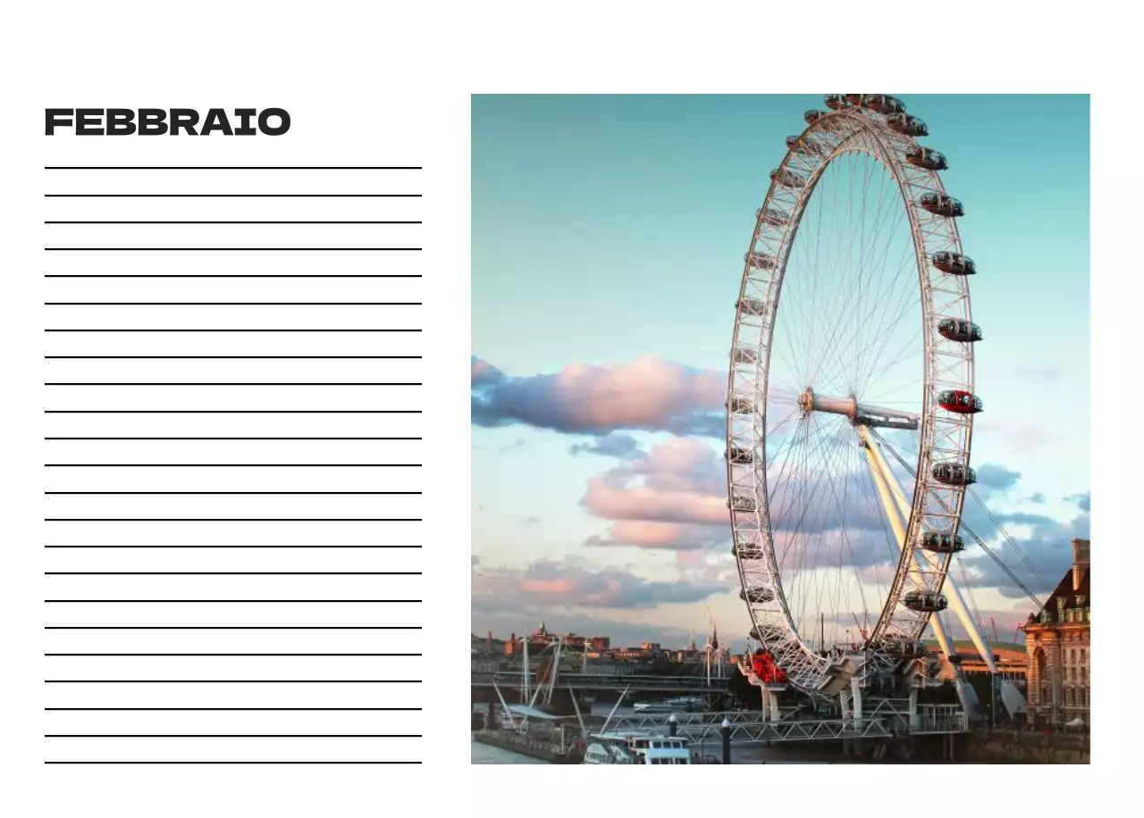 Calendario pulito con foto del cielo