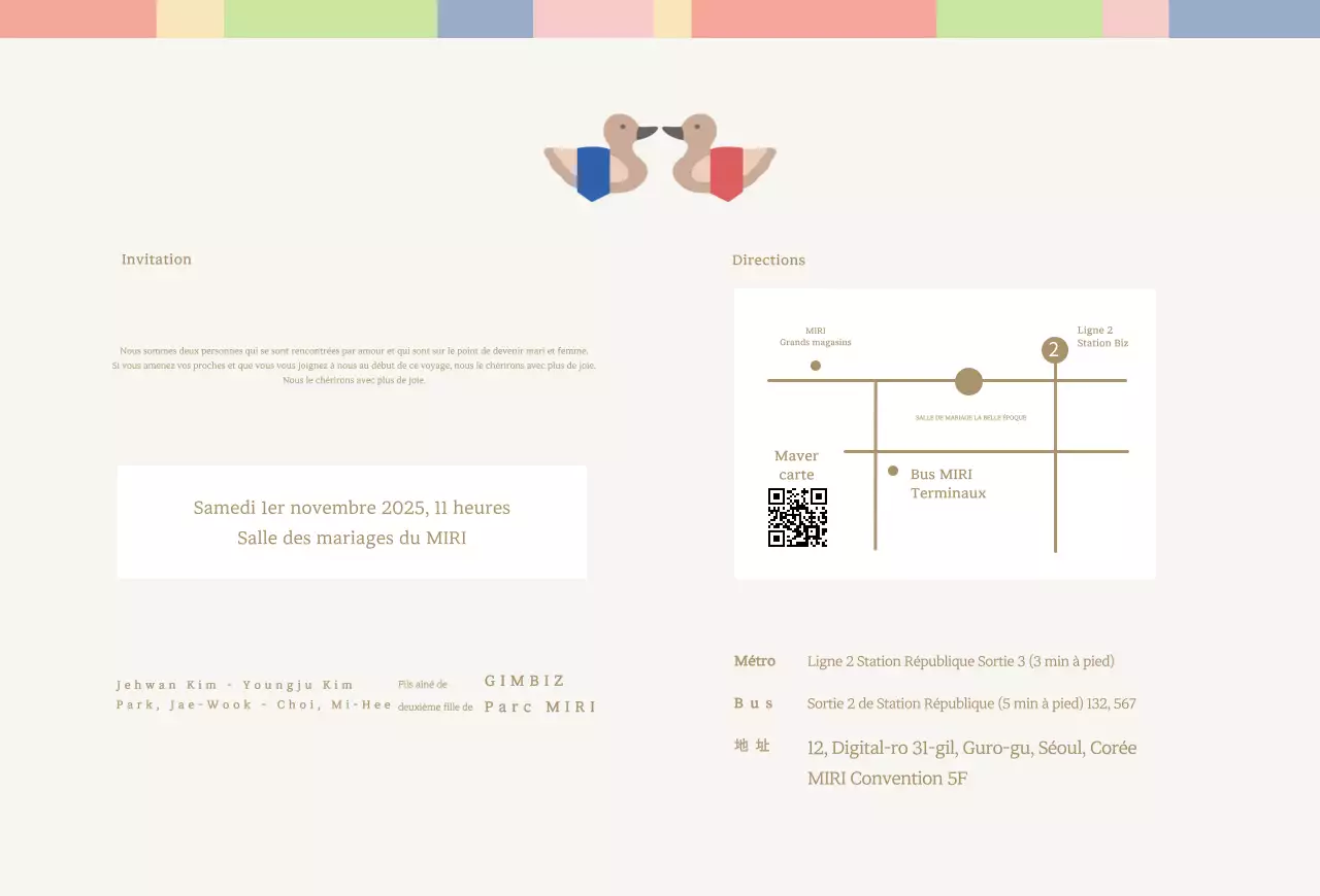 Invitations de mariage traditionnelles, mignonnes et propres