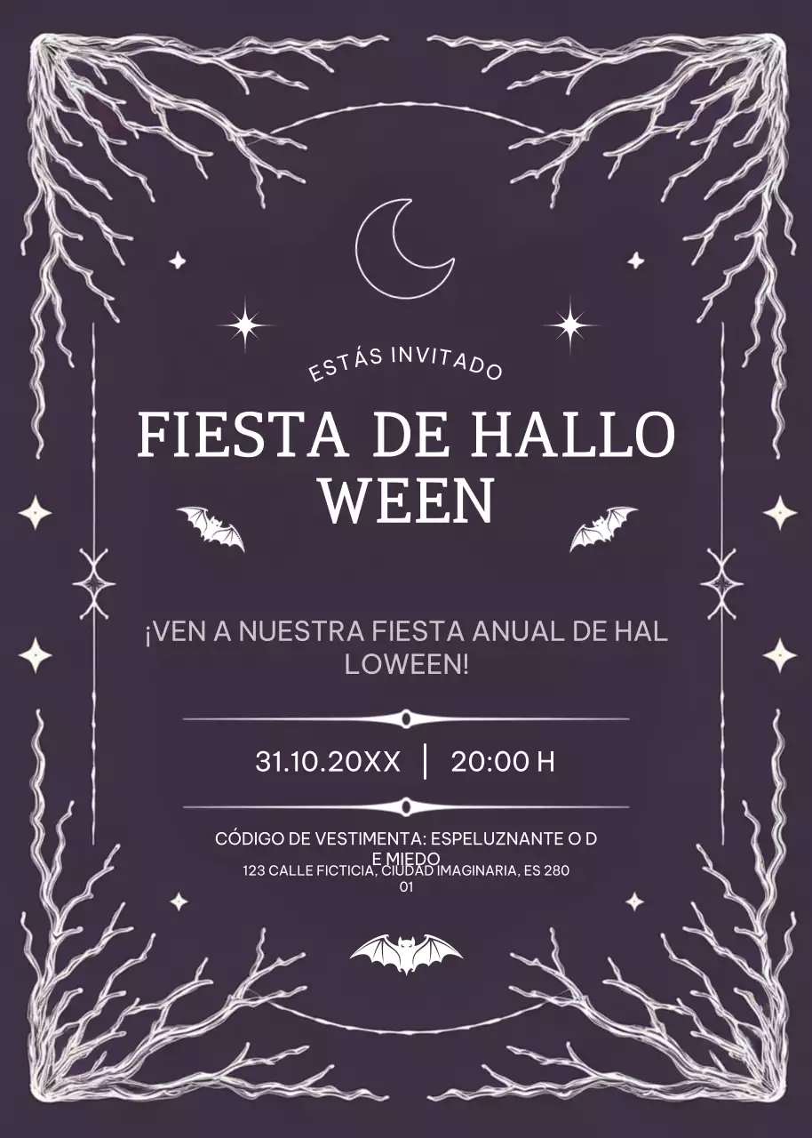 invitación gótica negra de Halloween