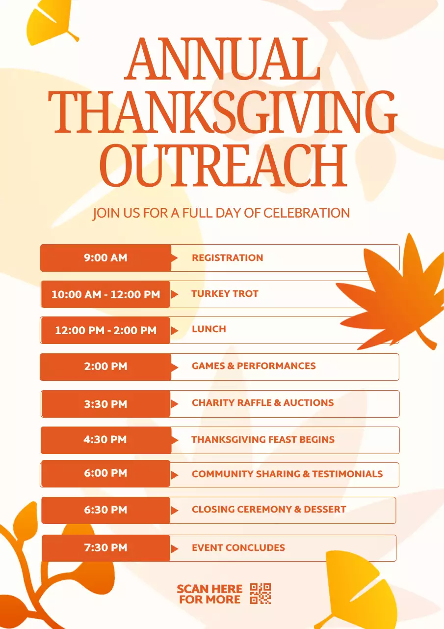 Orange Traditional Thanksgiving Event Poster