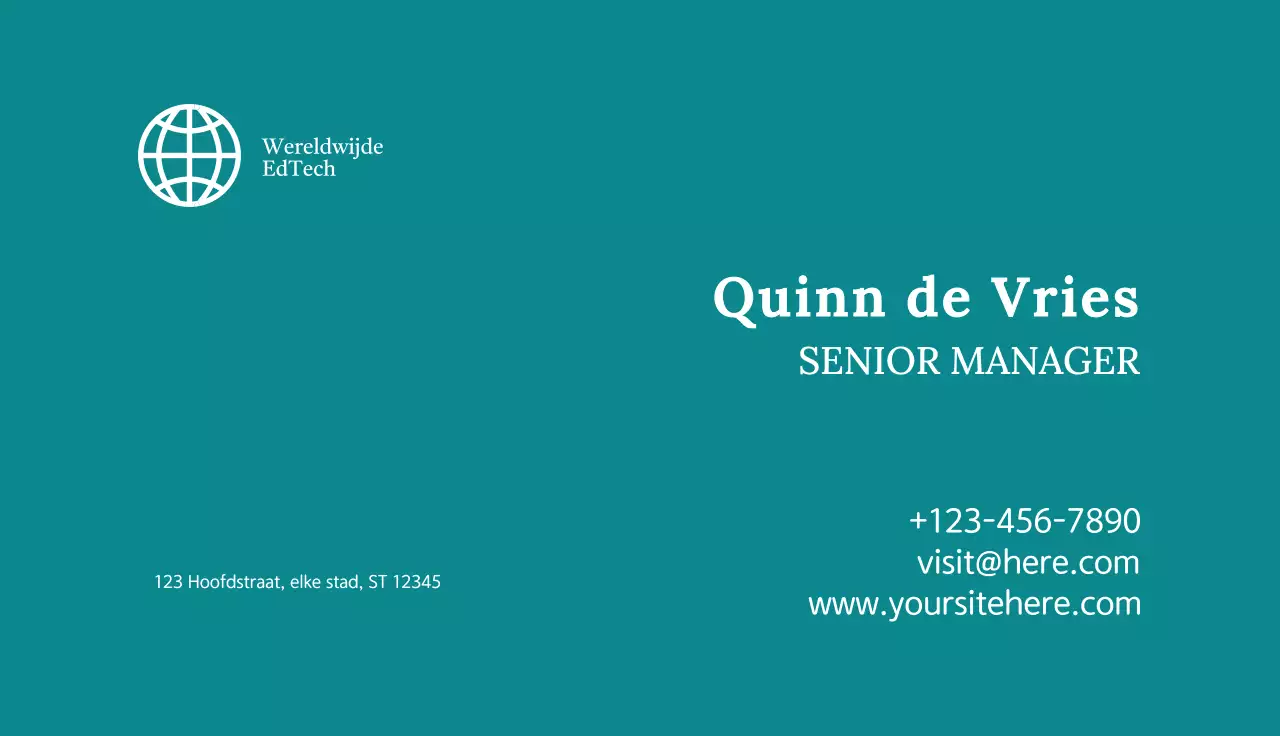 groenblauw professioneel visitekaartje