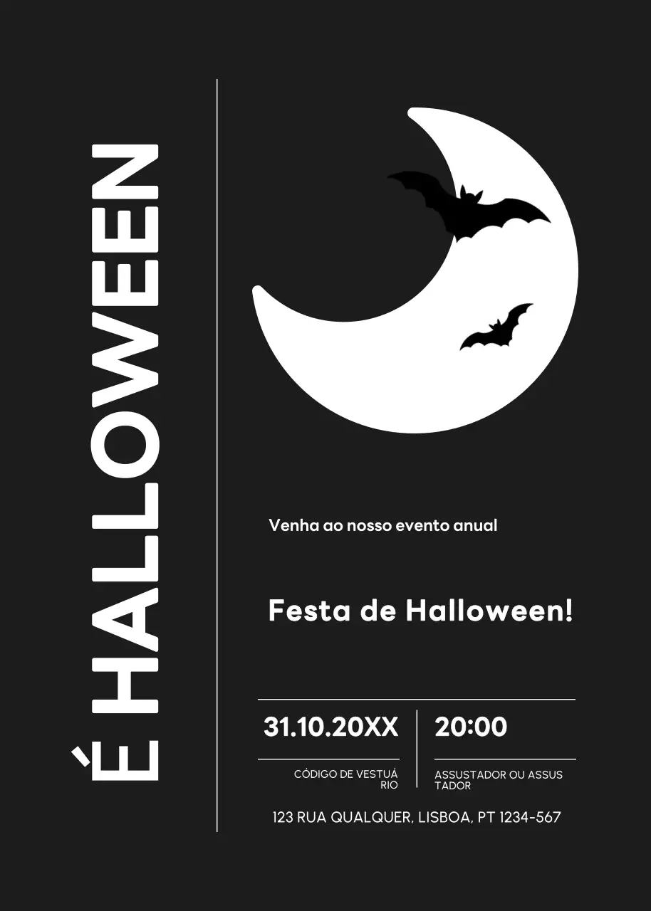 convite de Halloween minimalista preto