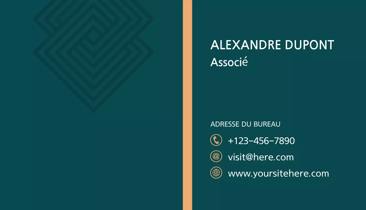 carte de visite moderne sarcelle