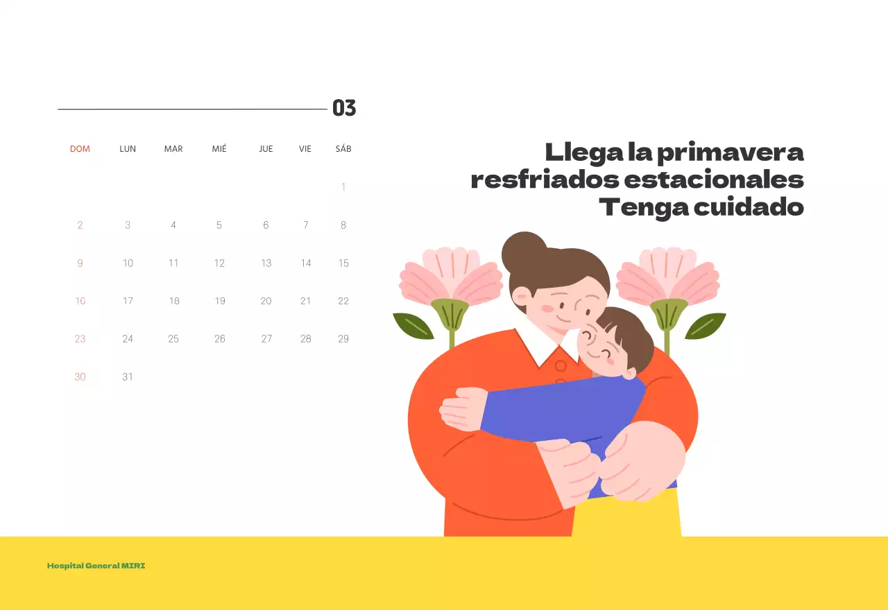 Un hospital festivo con ilustraciones de temática sanitaria y familiar y acentos de color