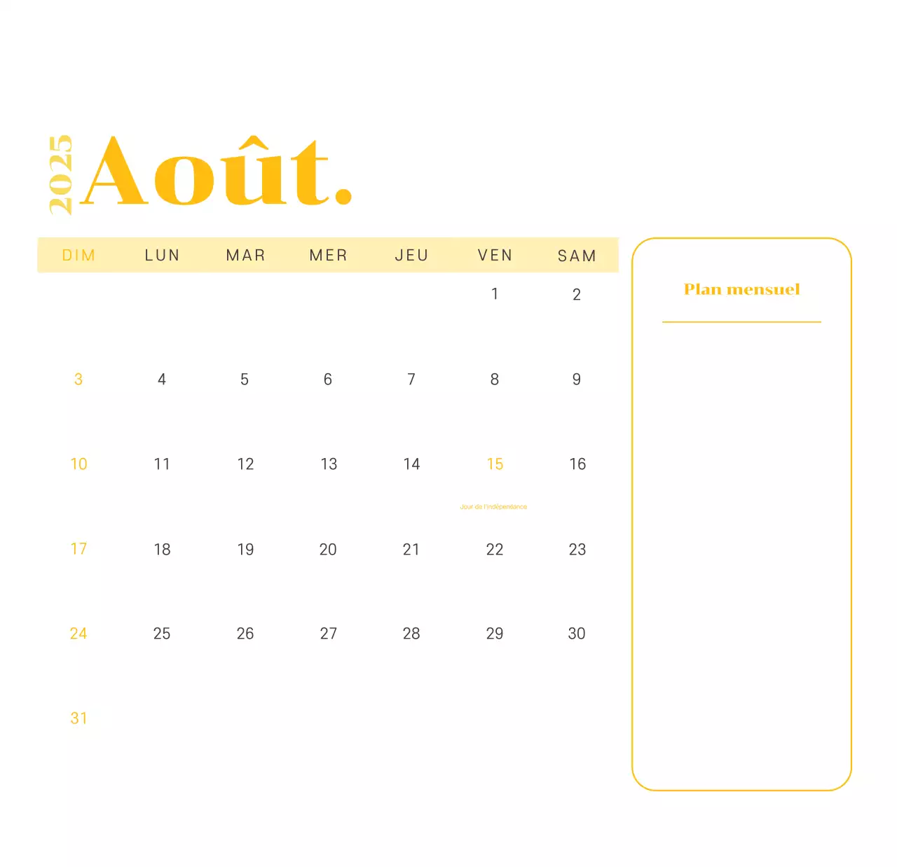 Calendrier avec illustrations de jeunes sur fond jaune-vert