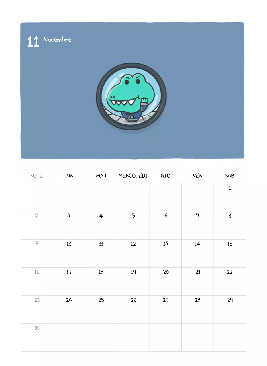Un calendario con un simpatico concetto di illustrazione di Ago
