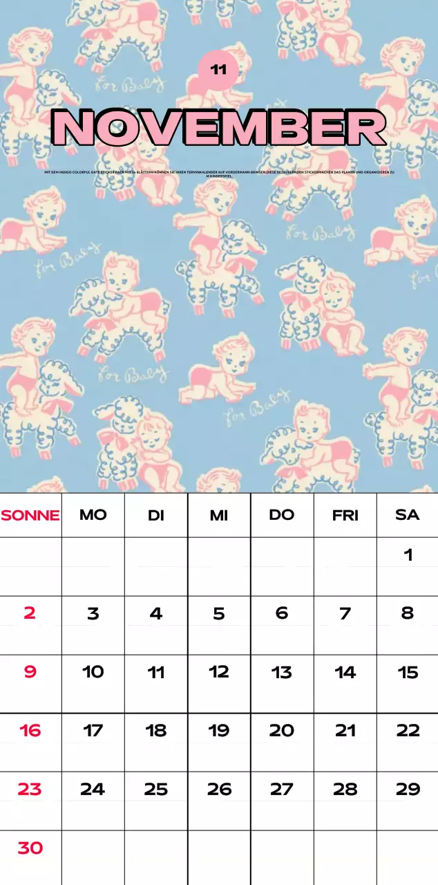 Bunte Kalender mit einer Vielzahl von Retro-Illustrationen