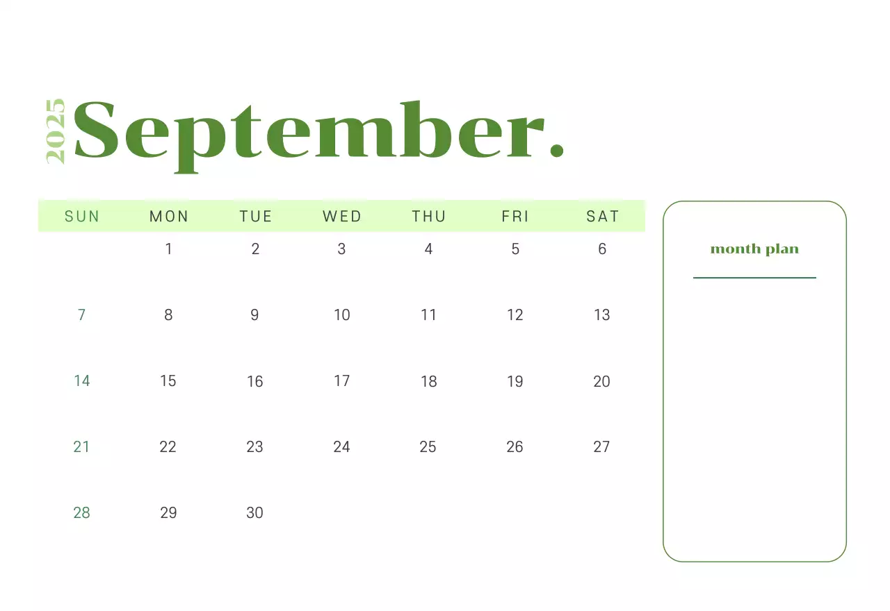 Calendar with youth illustrations on a yellow-green background