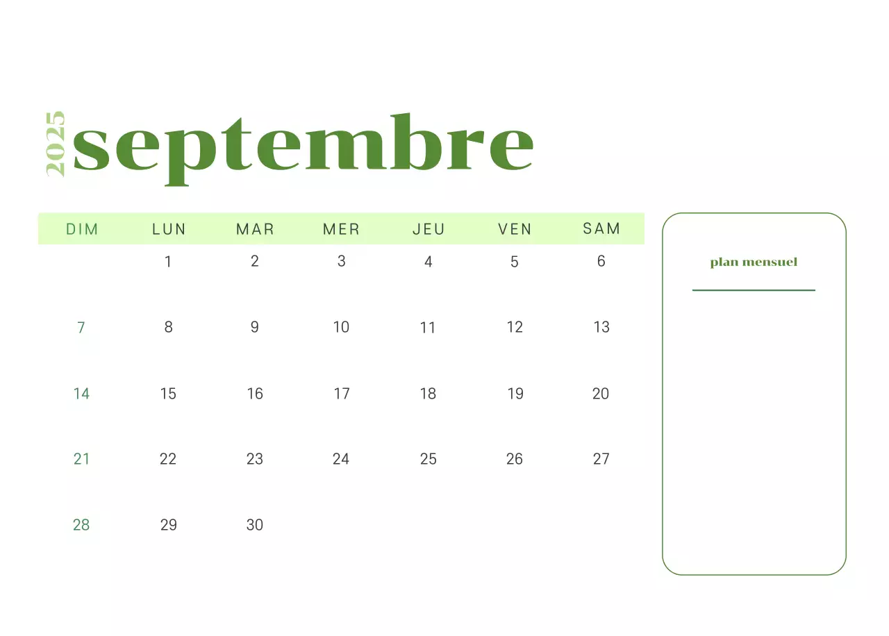 Calendrier avec illustrations de jeunes sur fond jaune-vert