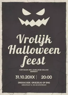 zwarte retro Halloween uitnodiging