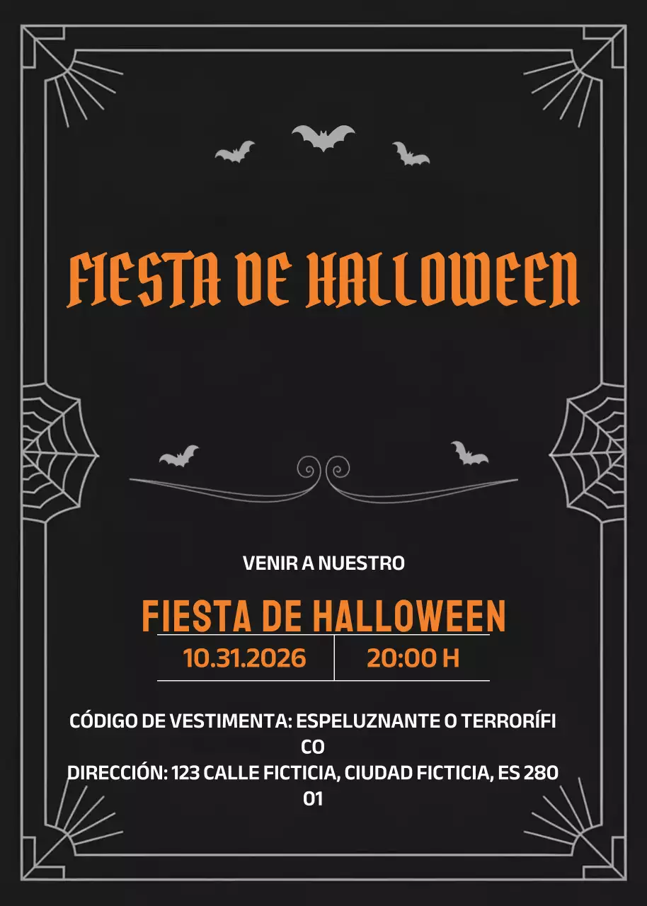 Invitación gótica negra de Halloween