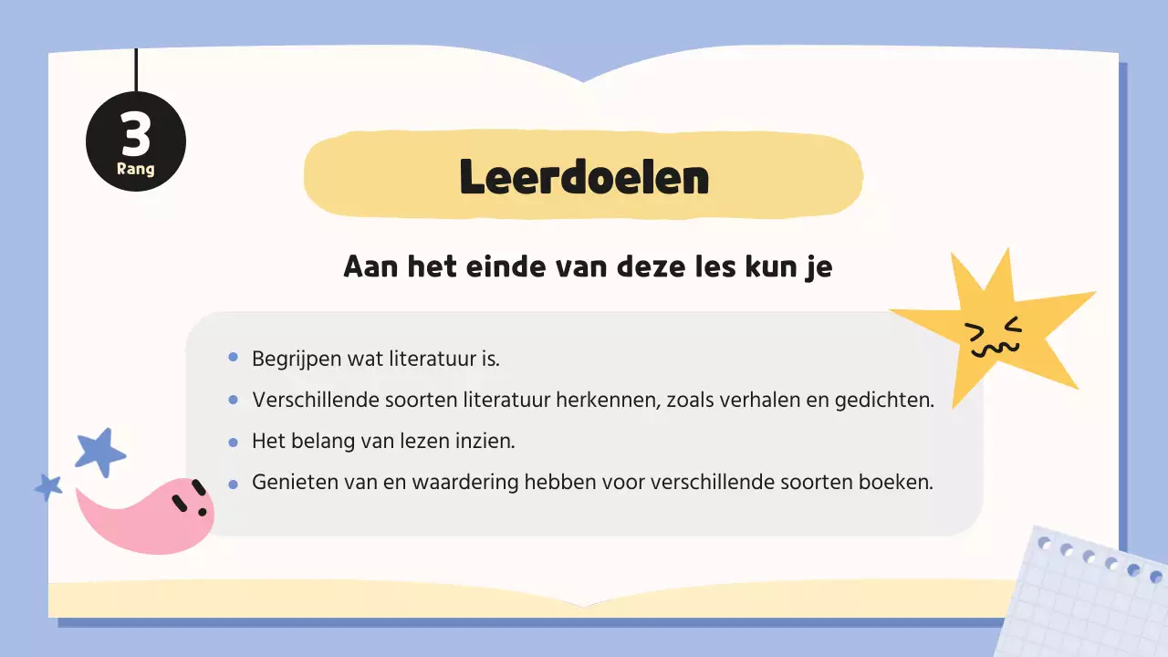 blauwe grillige literatuurles