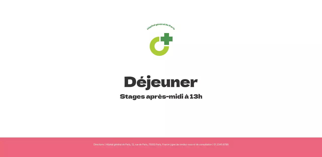 Un hôpital festif avec des illustrations sur le thème de la santé et de la famille et des accents colorés.