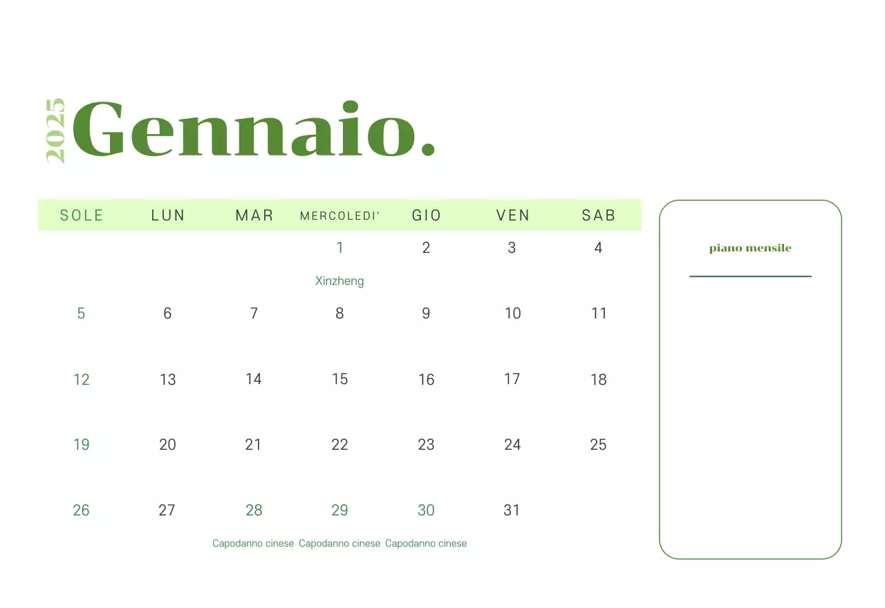Calendario con illustrazioni giovanili su sfondo giallo-verde
