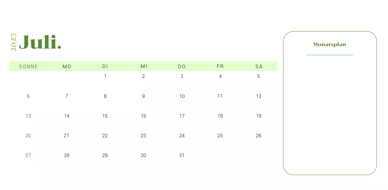 Kalender mit Jugendillustrationen auf gelb-grünem Hintergrund