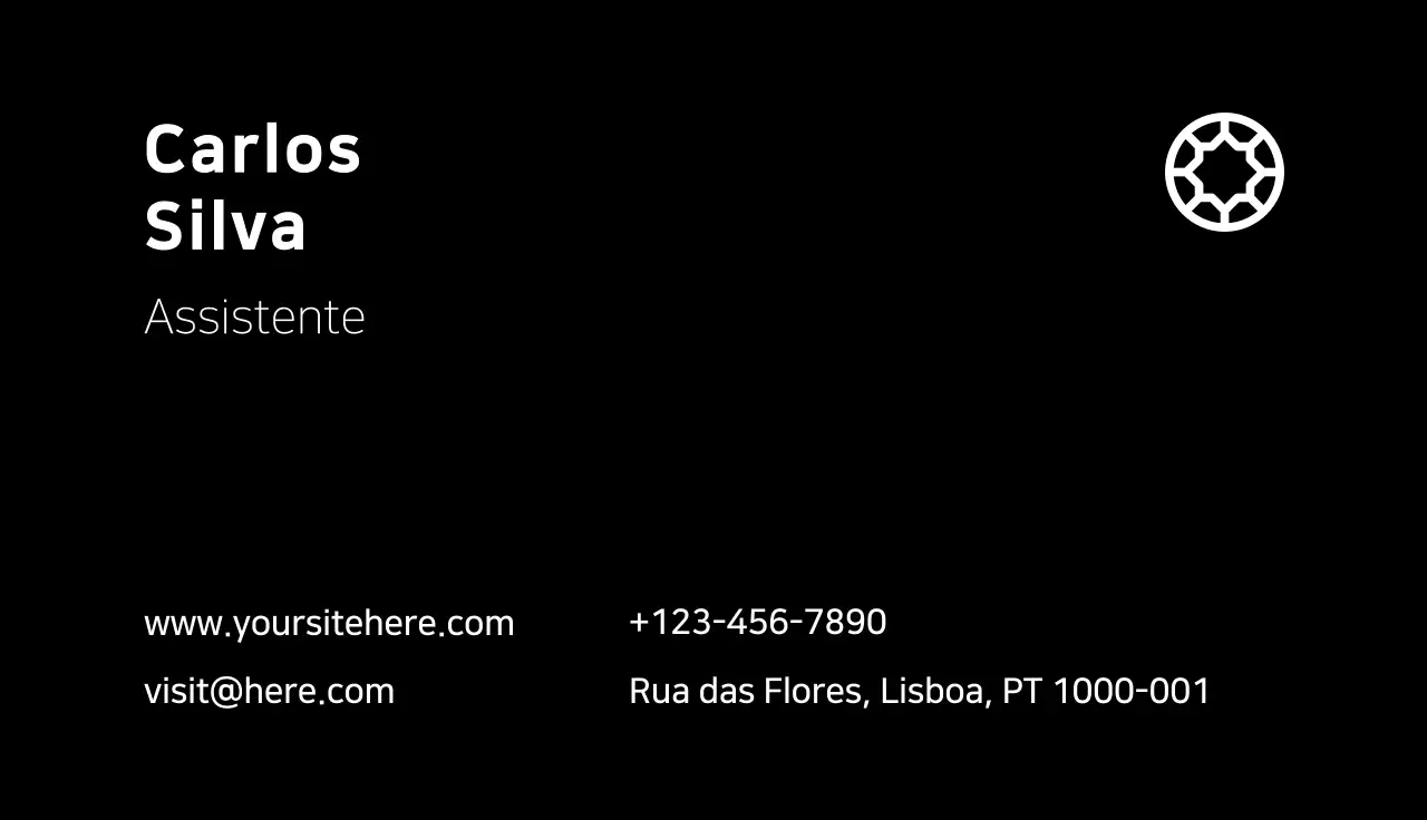 cartão de visita minimalista preto