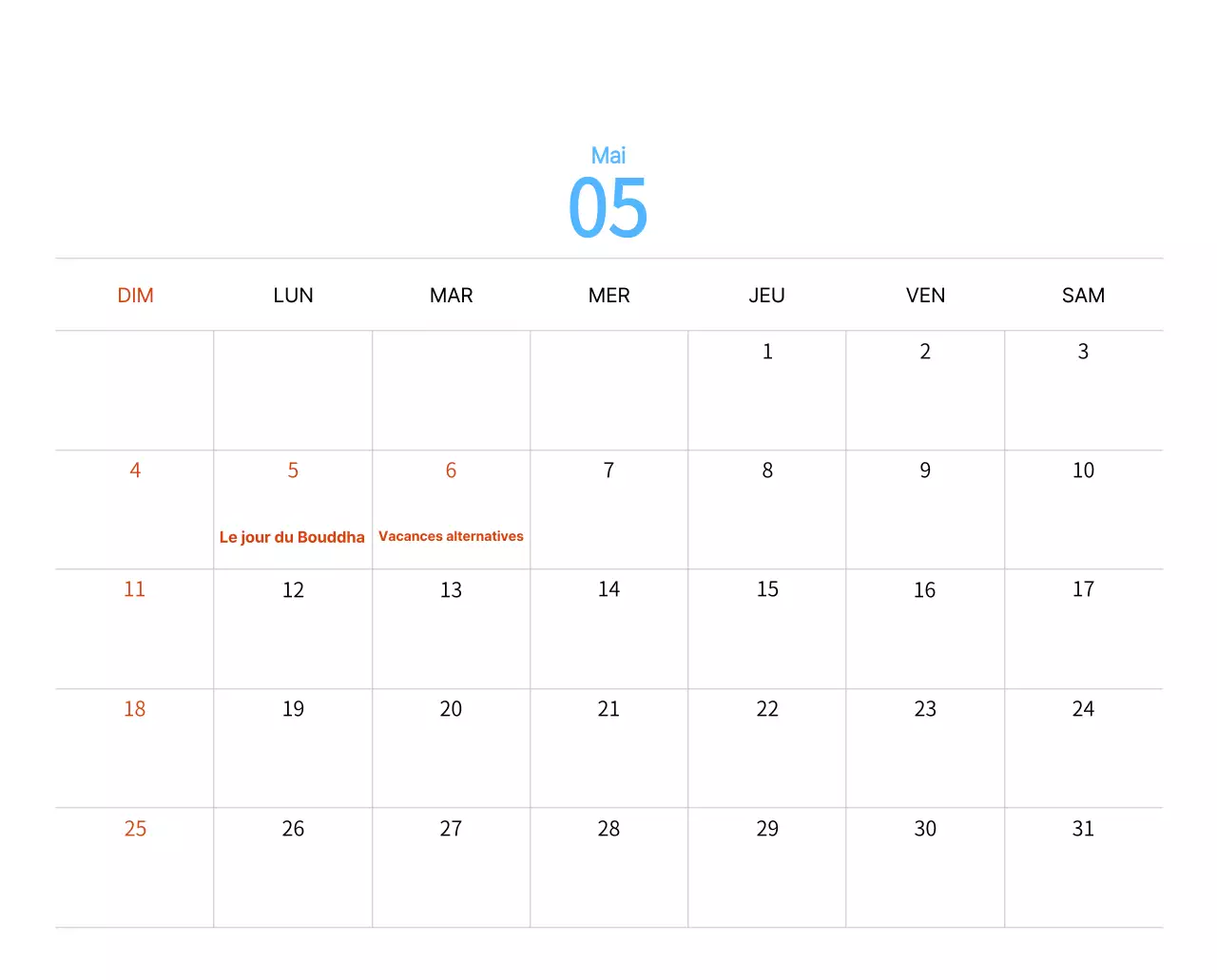 Calendrier du Nouvel An avec illustrations chaleureuses