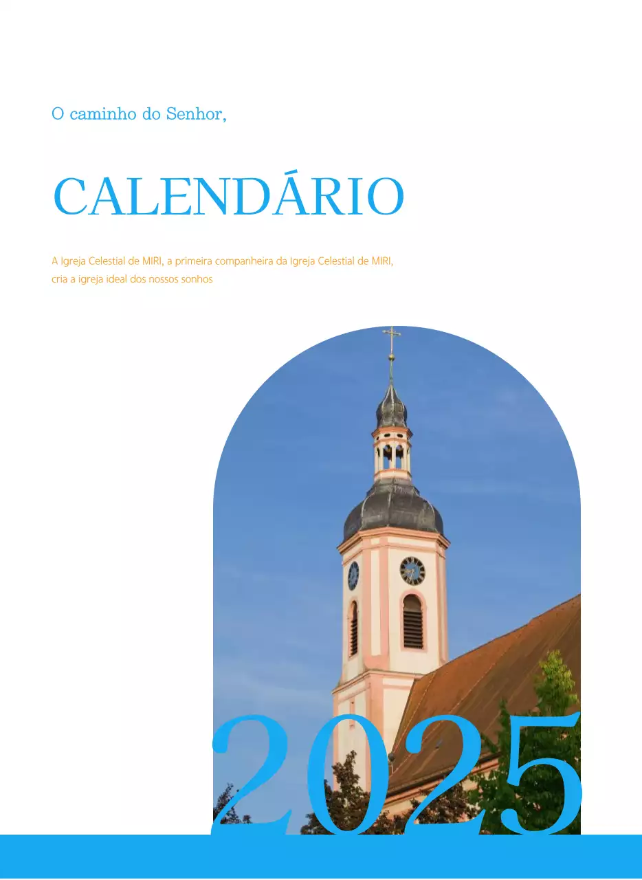 Calendário de igreja azul com conceito moderno