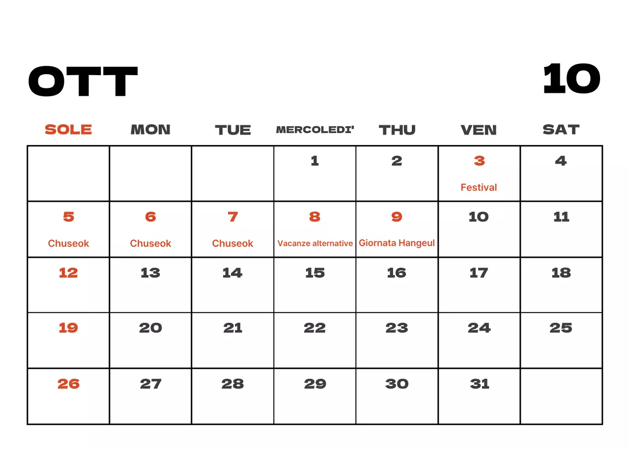 Calendario pulito con foto del cielo