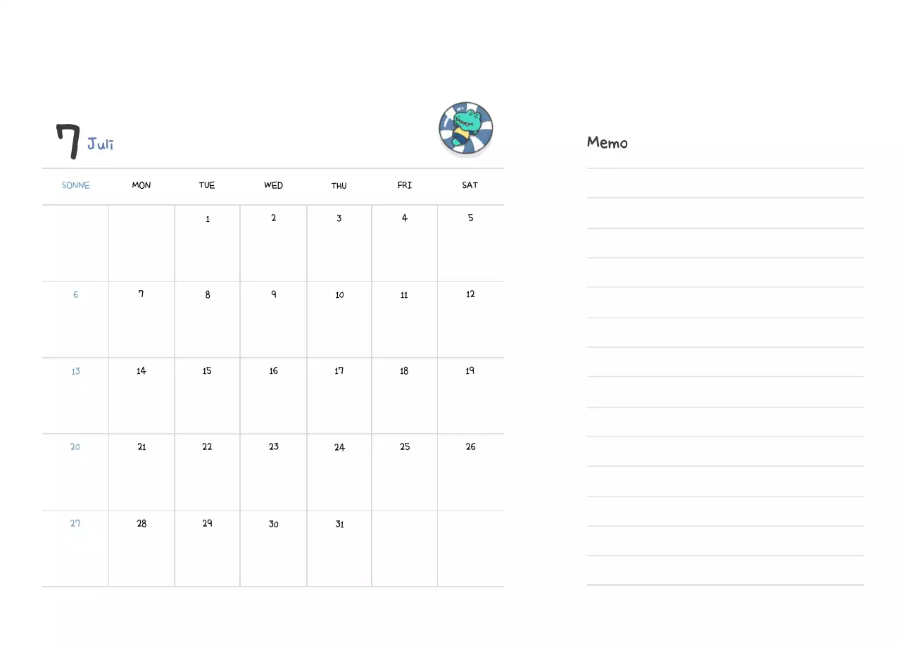 Ein Kalender mit einem niedlichen Ago-Illustrationskonzept