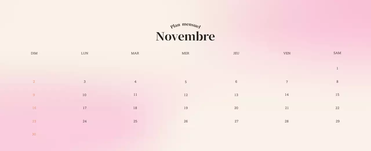 Calendrier minimaliste dégradé