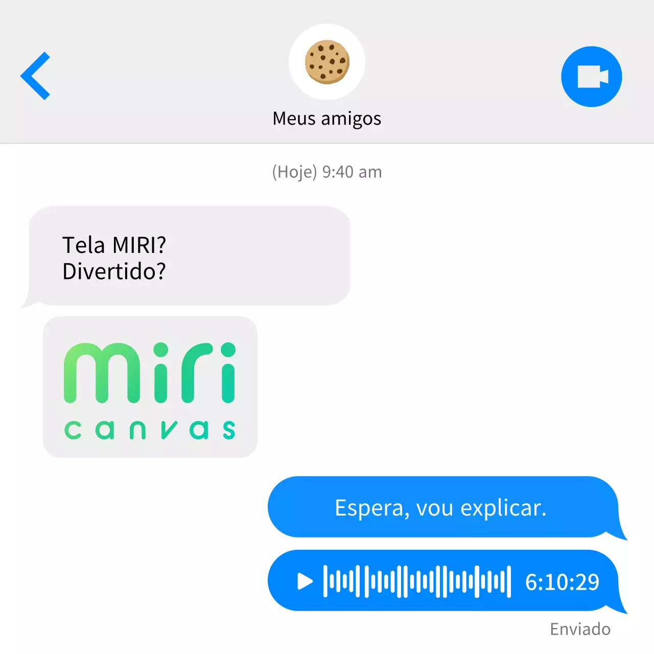 Mensagem simples azul nas redes sociais