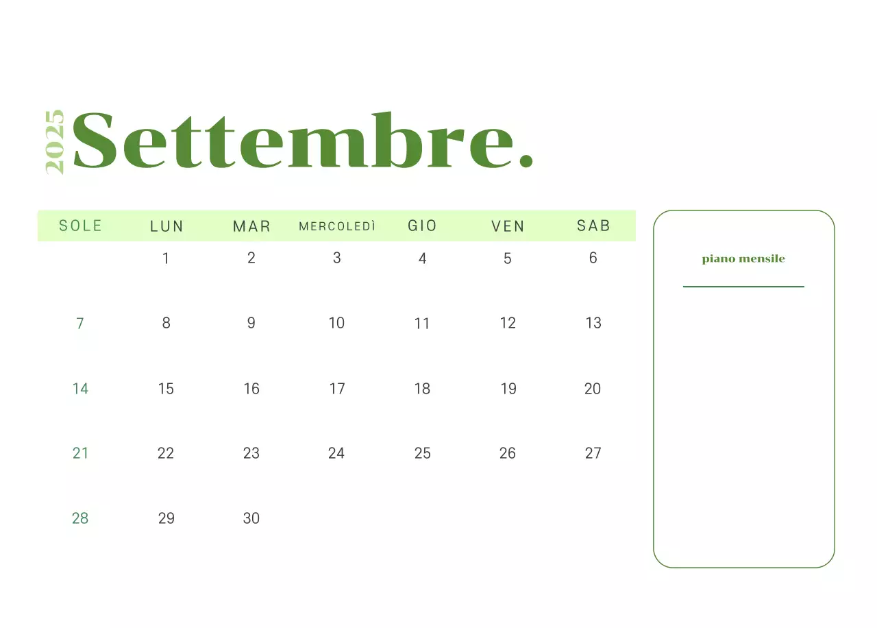 Calendario con illustrazioni giovanili su sfondo giallo-verde
