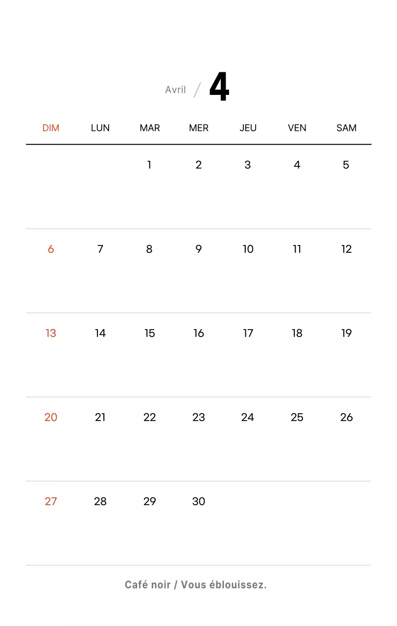 Calendrier de bureau photo simple pour les cafés dans les tons blancs