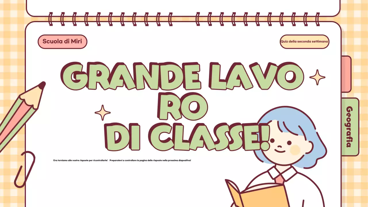 Presentazione in classe dell'ora di Quiz giocosi rosa