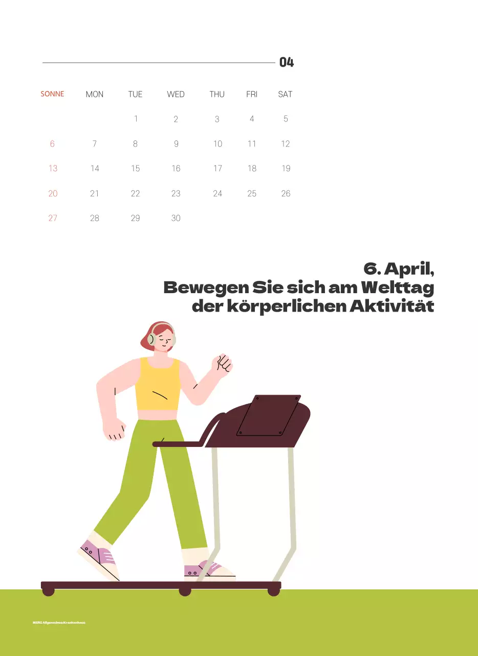 Ein festliches Krankenhaus mit Illustrationen zum Thema Gesundheit und Familie und farbenfrohen Akzenten