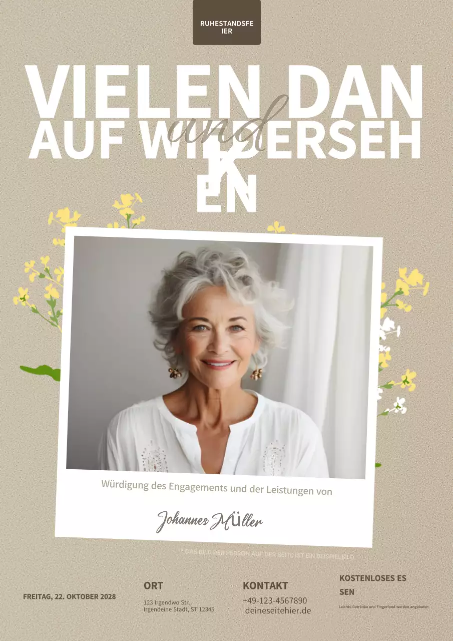 beige elegante Einladung zur Pensionierung