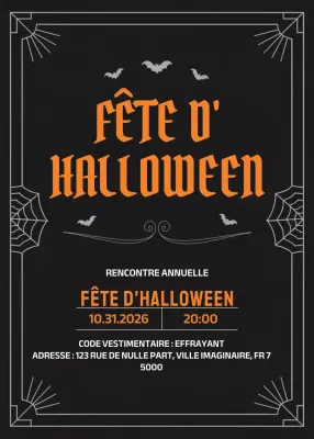 Invitation gothique noire pour Halloween
