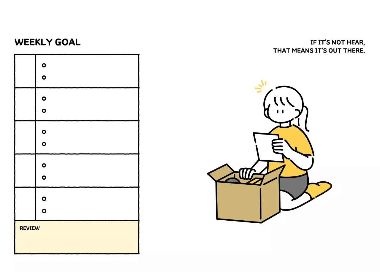 Illustrated calendar with a cute line style