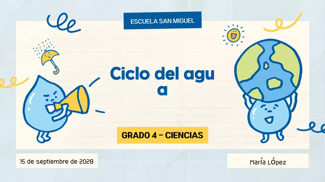 Azul Lindo Juguetón Clase de Ciencia Presentación para el Estudiante de la Escuela