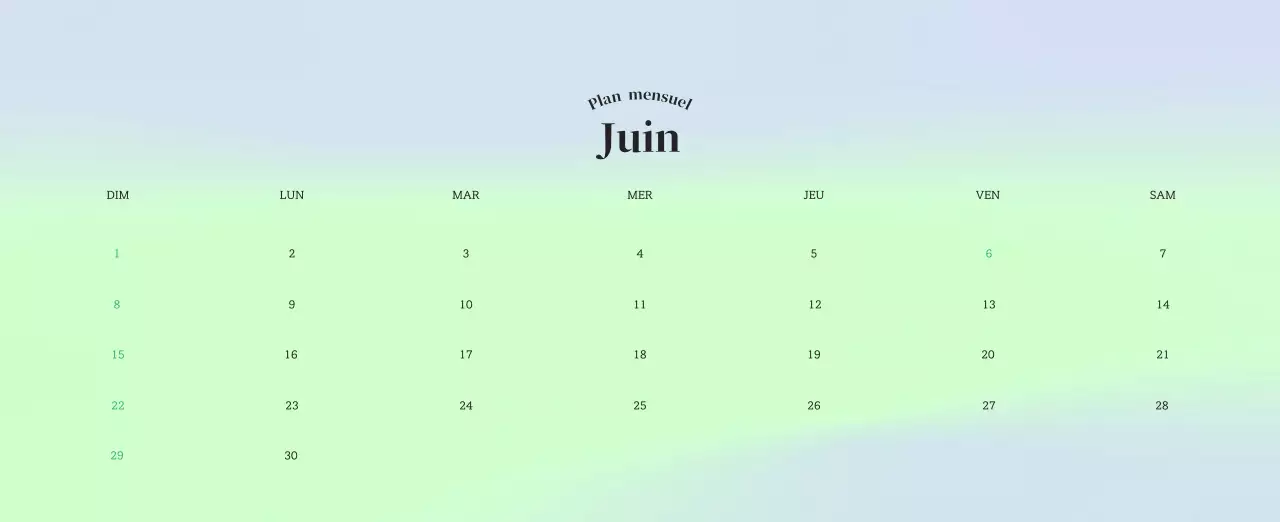 Calendrier minimaliste dégradé