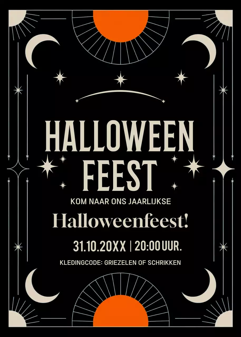 Zwart oranje uitnodiging voor Halloweenfeest
