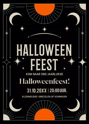 Zwart oranje uitnodiging voor Halloweenfeest