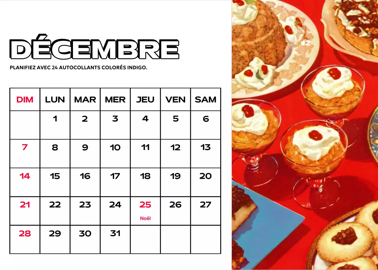 Calendriers colorés avec une variété d'illustrations rétro