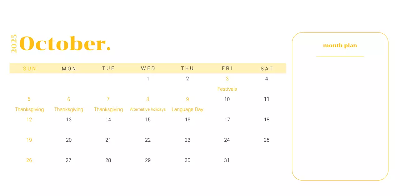 Calendar with youth illustrations on a yellow-green background