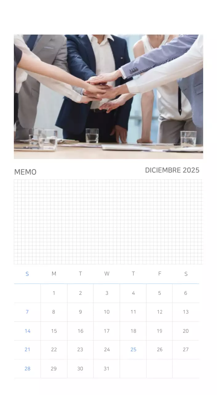 Calendario minimalista azul