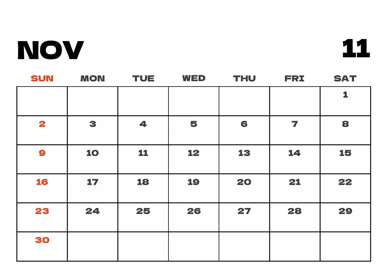 Sky photo clean calendar